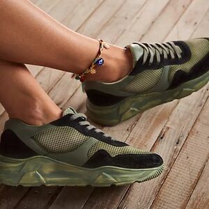 Free People Olive Green and Black Chunky Sneakers